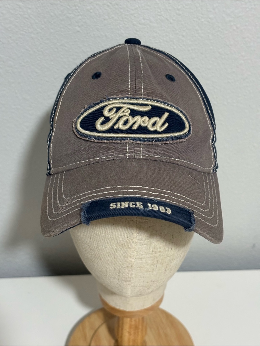 Ford Men's Gray Baseball Cap with Navy Trim